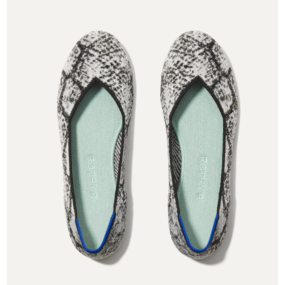 Rothy's the Flat in Python Shoe in Black Cream Grey, Sz 8 -- NWT/NIB